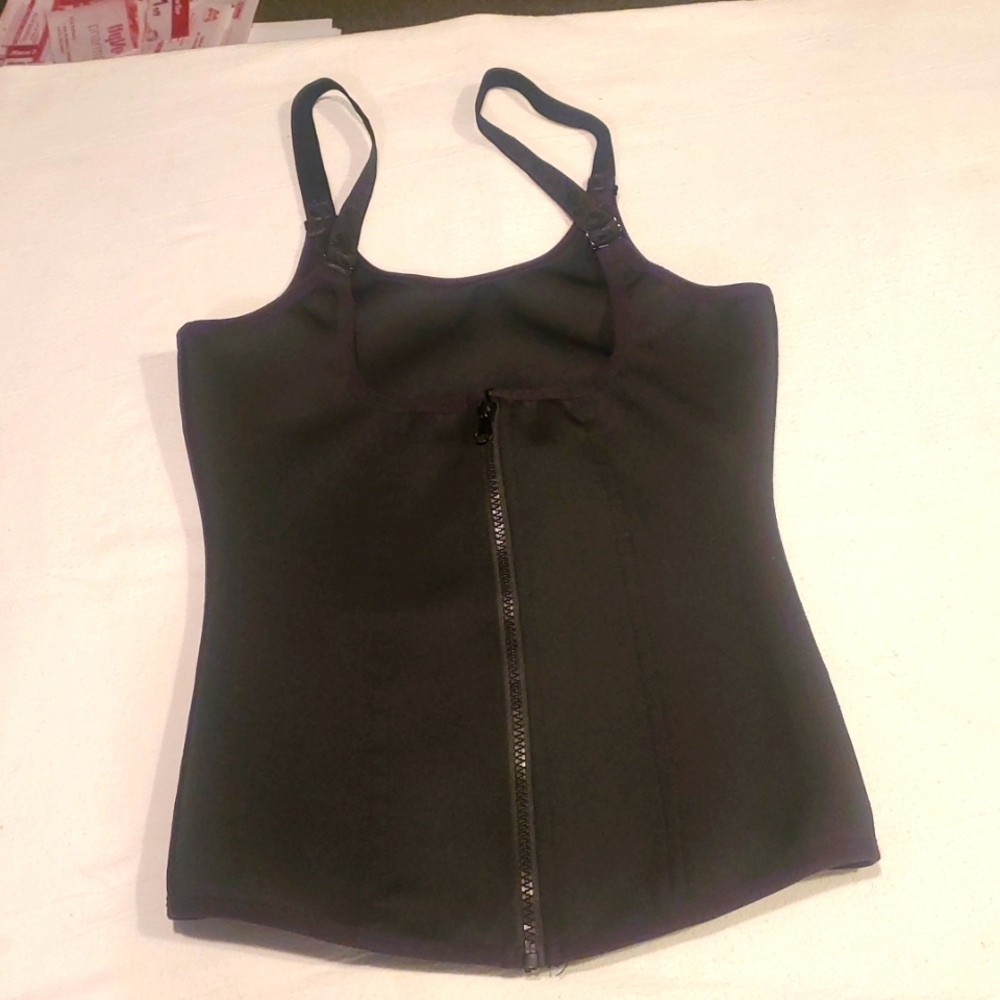 Components Neoprene Black Waist Trainer Clip‎ & Zip Sz  L Scupt Corset